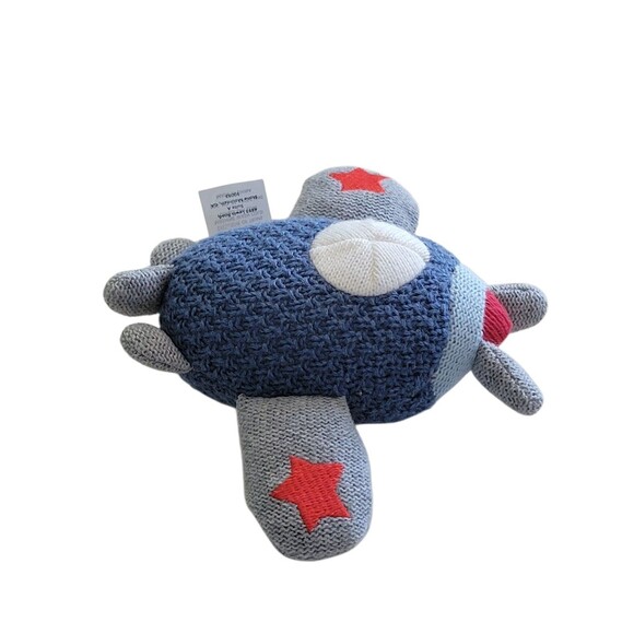 Mud Pie Knit Plush Rattle Airplane Baby Infant 4.5" - Picture 4 of 6